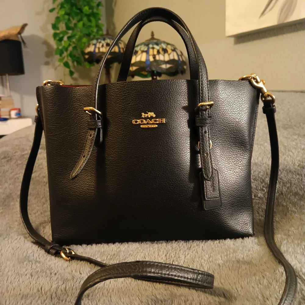 Coach Black Leather Mollie 25 Tote